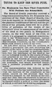 Jewish Cemetery Gladwyne Causing River Pollution