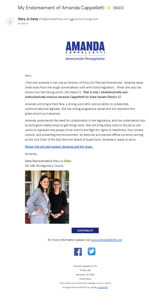 Mary Jo Daley Endorses Cappelletti