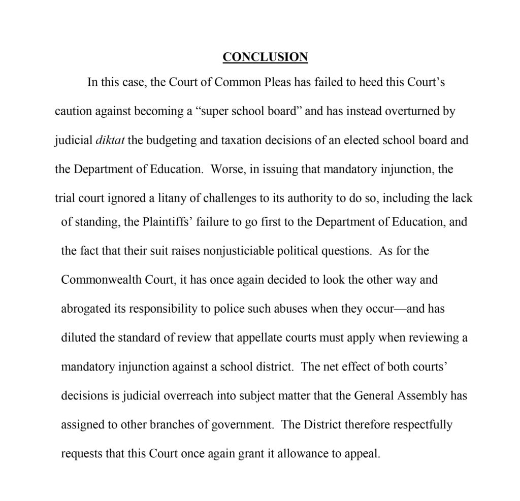 LMSD Supreme Court Appeal Conclusion