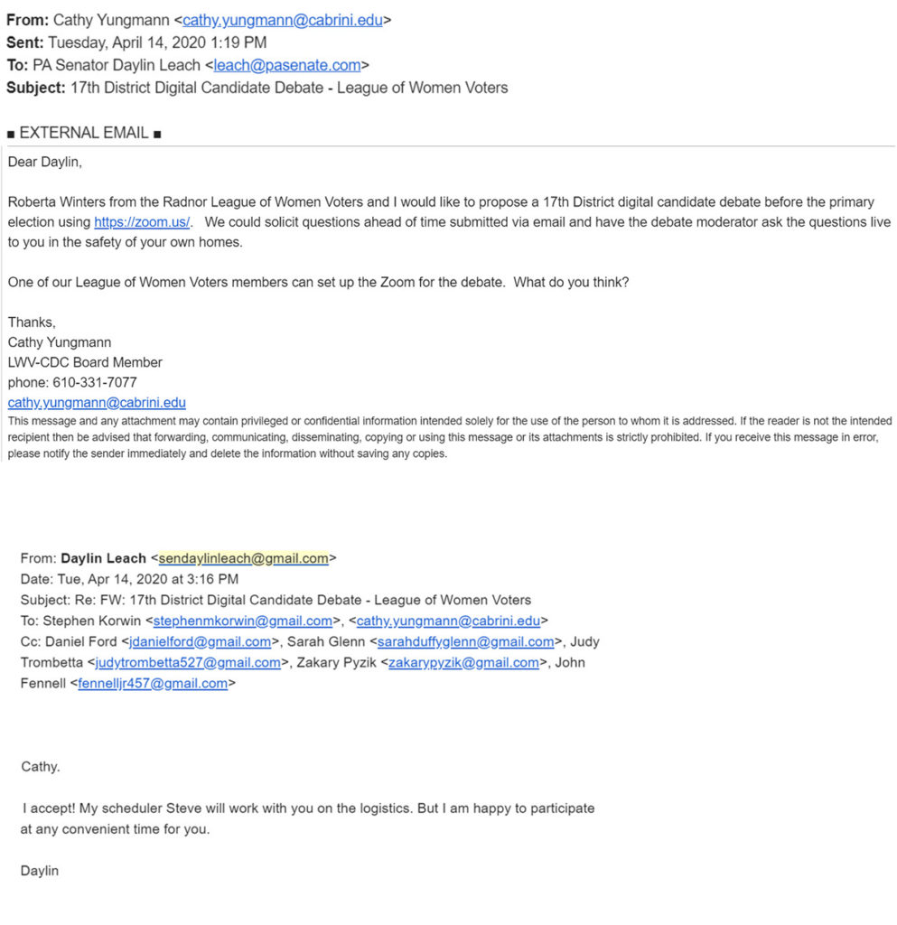 Daylin Leach Accept LWV Invite