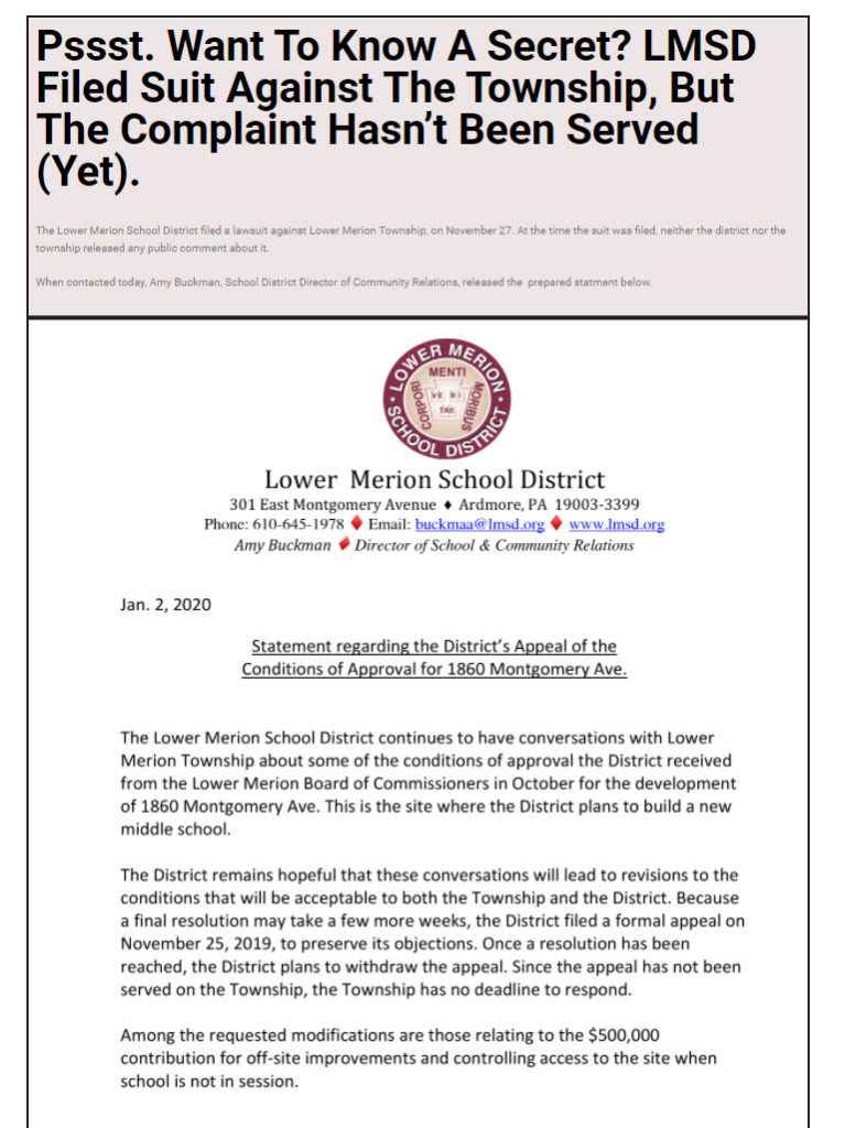 LMSD Suing Township