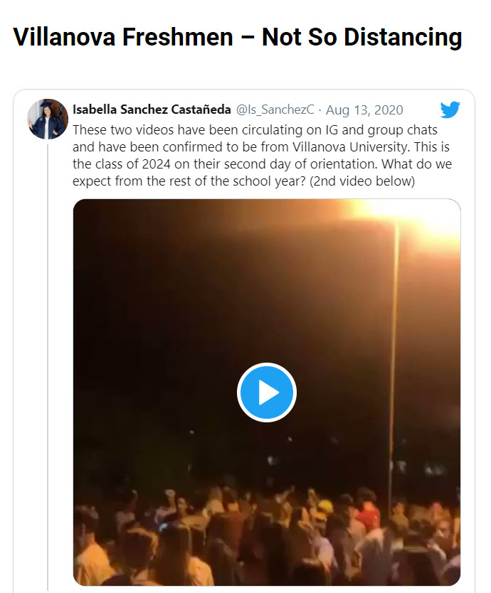 Viallnova Freshmen Not So Distancing