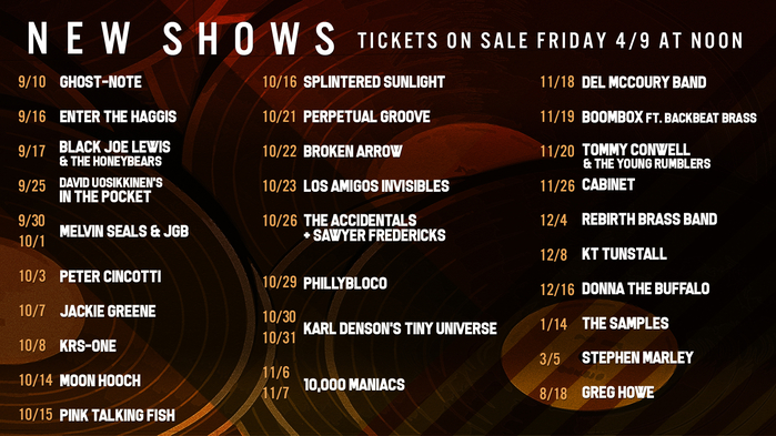 Ardmore Music Hall Septembe Lineup