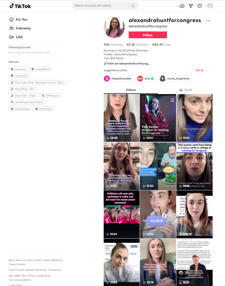 Alexandra Hunt Tik Tok